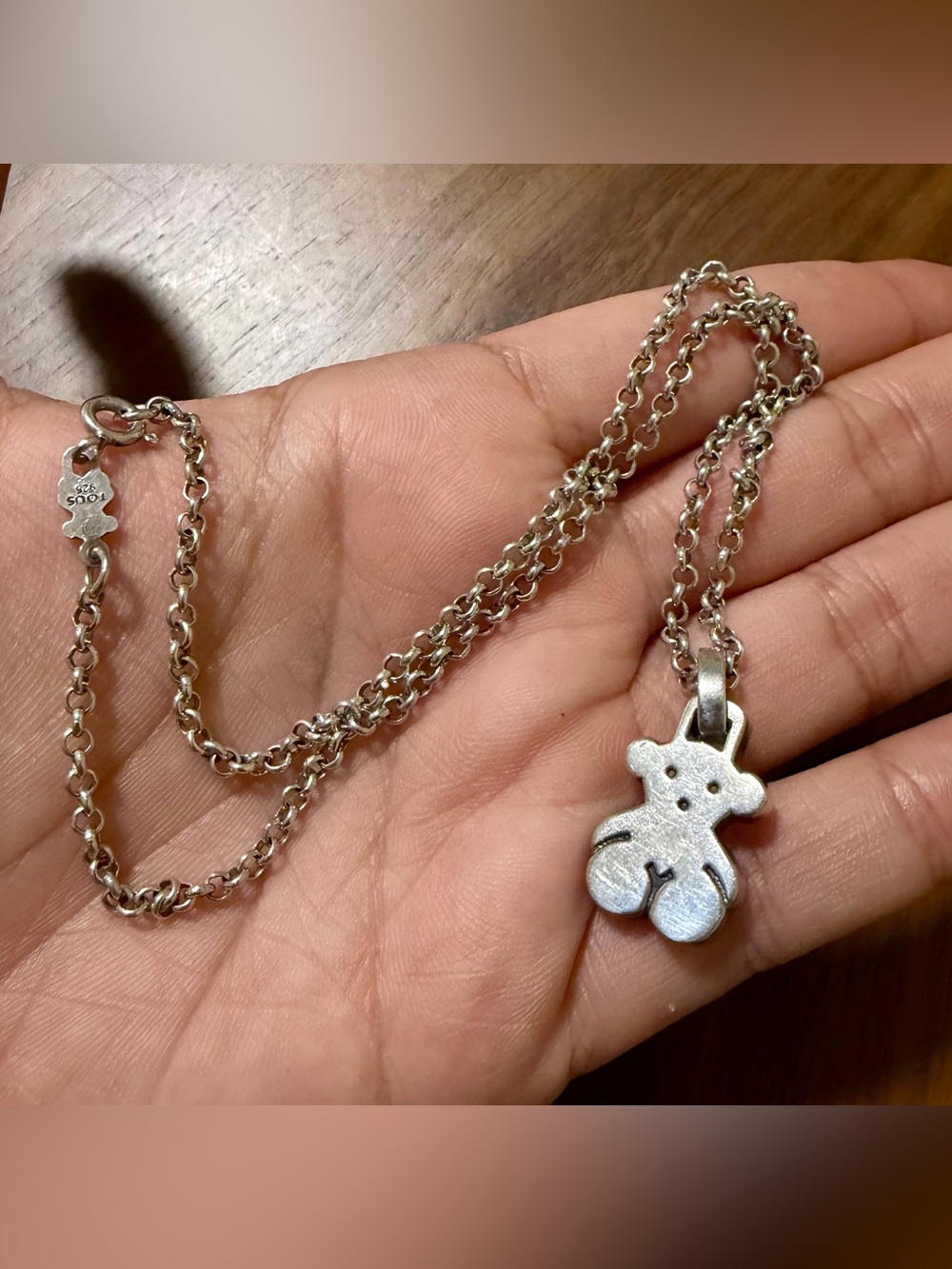 TOUS Sterling Silver Teddy Bear Pendant Necklace